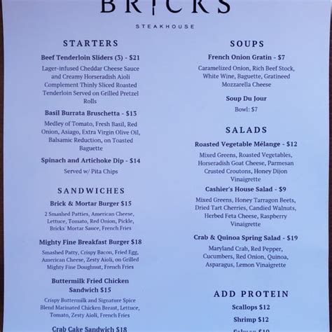 bricks american steakhouse erie menu  By Doug C